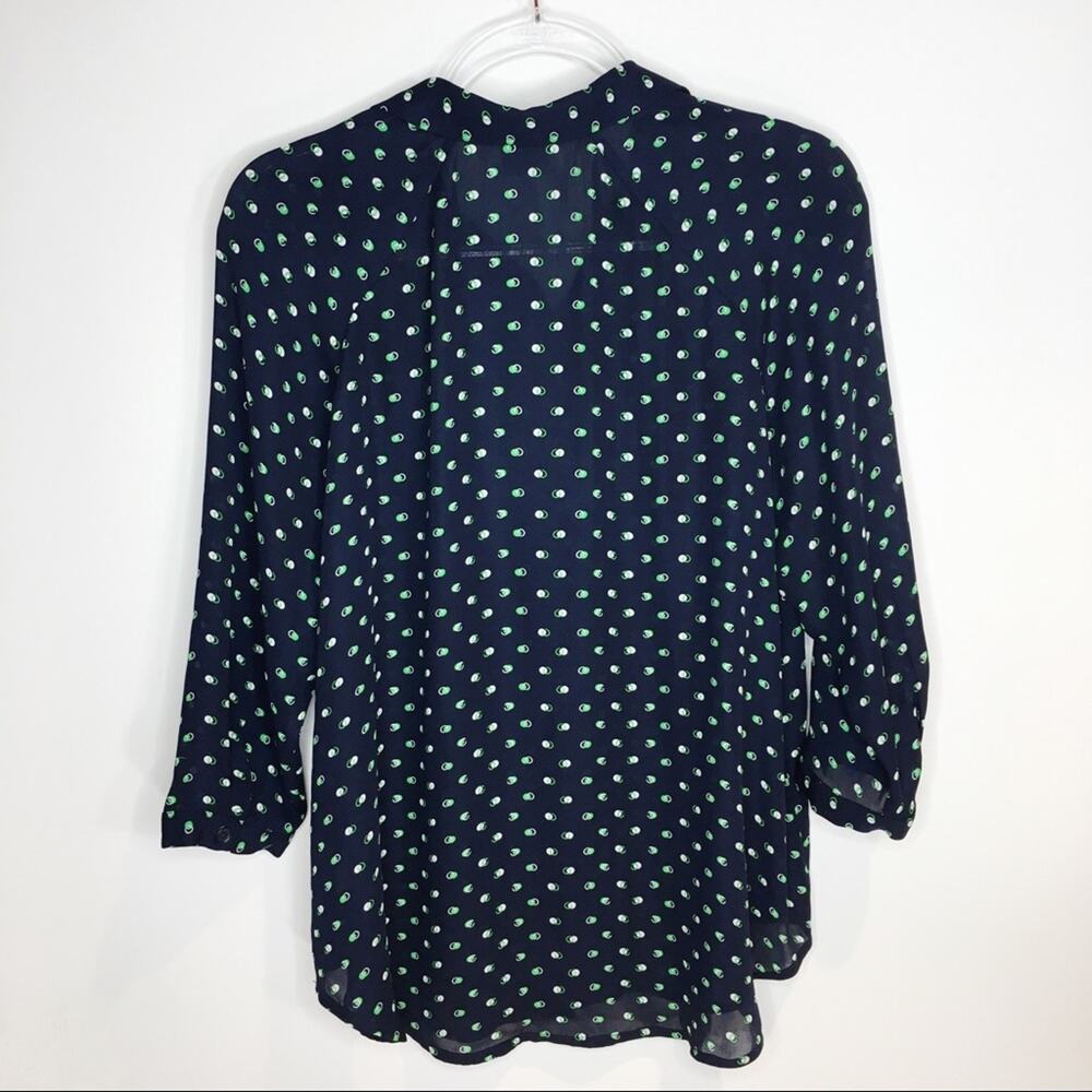 CAbi #5019 Womens Size XS Martini Blouse Button Up Navy Blue Green Preppy Core - Picture 5 of 7